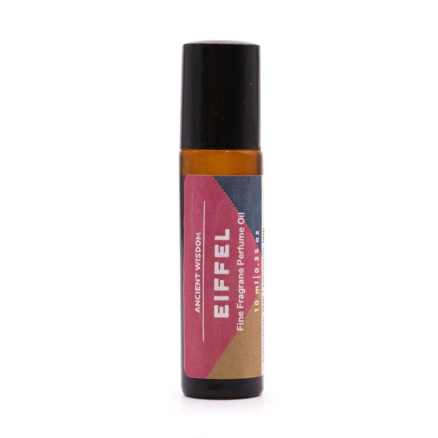 A compact 10ml rollerball perfume oil bottle featuring a pink and white label with elegant French-inspired typography.
