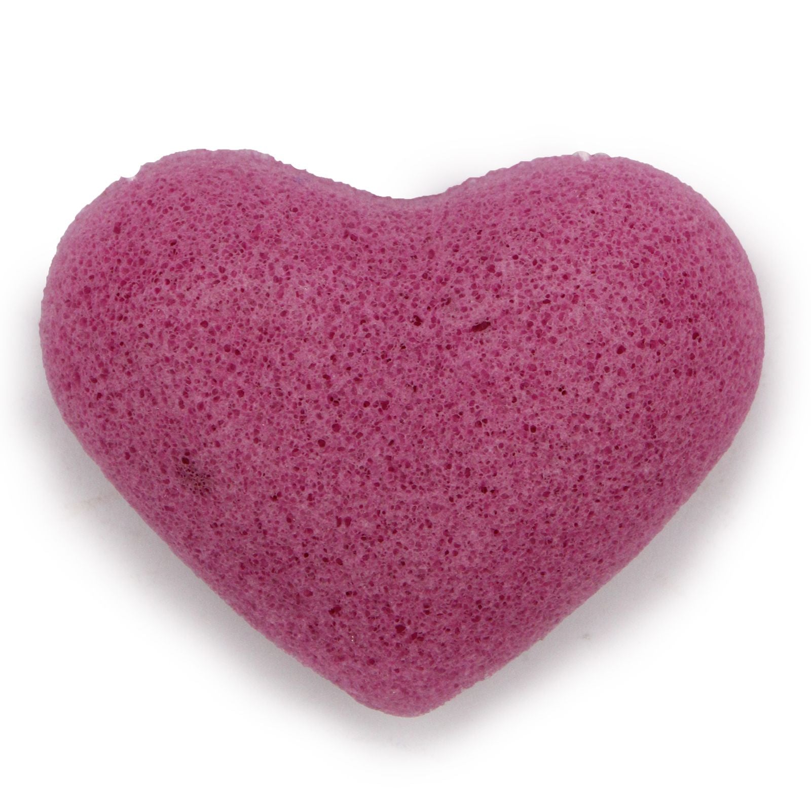 A purple heart-shaped natural Konjac facial sponge infused with calming lavender extracts.