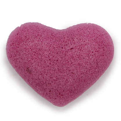 A purple heart-shaped natural Konjac facial sponge infused with calming lavender extracts.