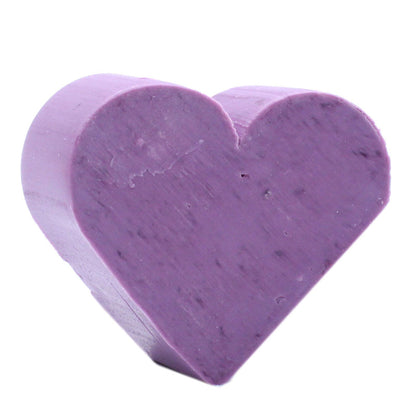 Ten small purple heart-shaped guest soaps featuring a soothing and classic lavender fragrance.