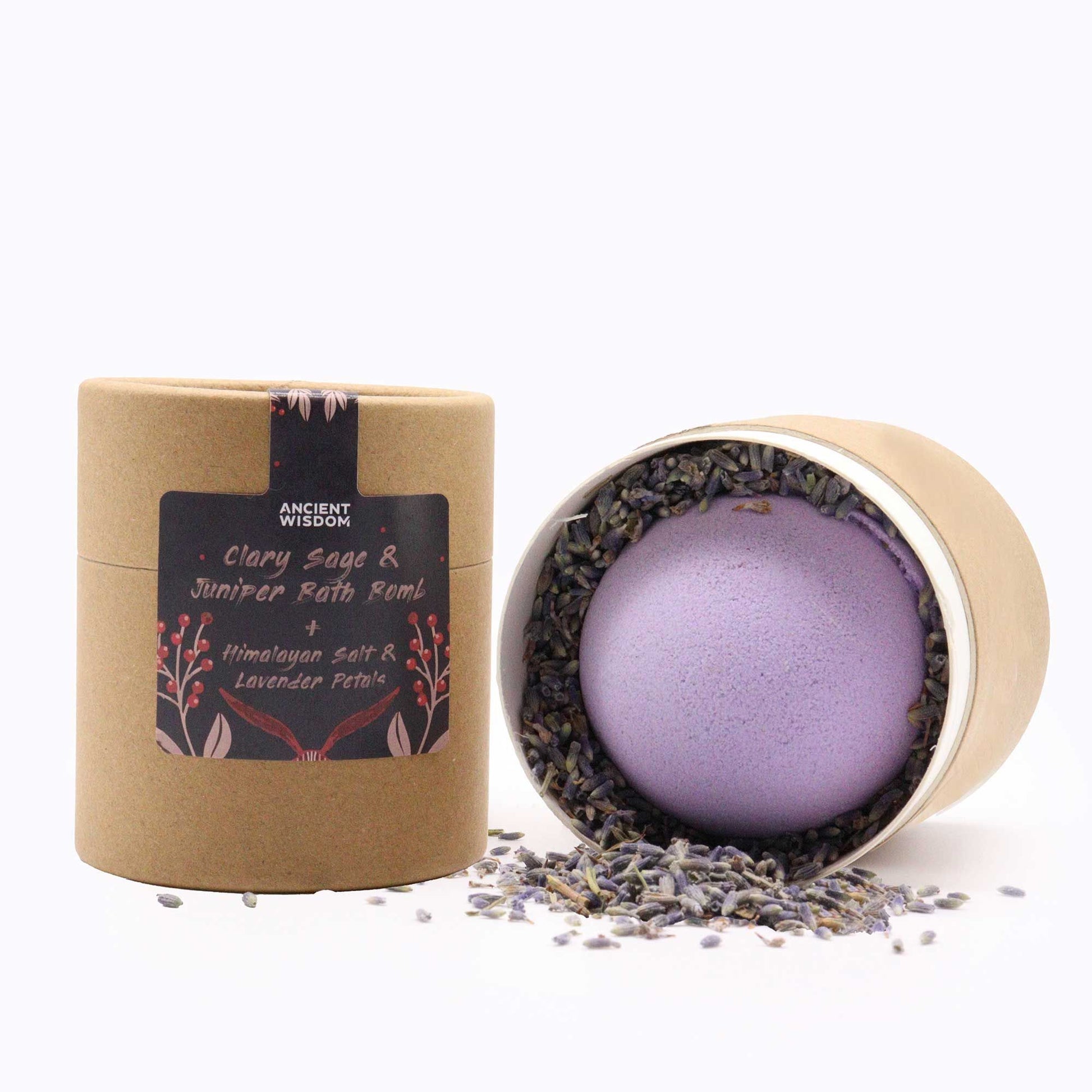 A small gift package featuring heart-themed bath products wrapped in decorative cardboard with a purple heart motif.