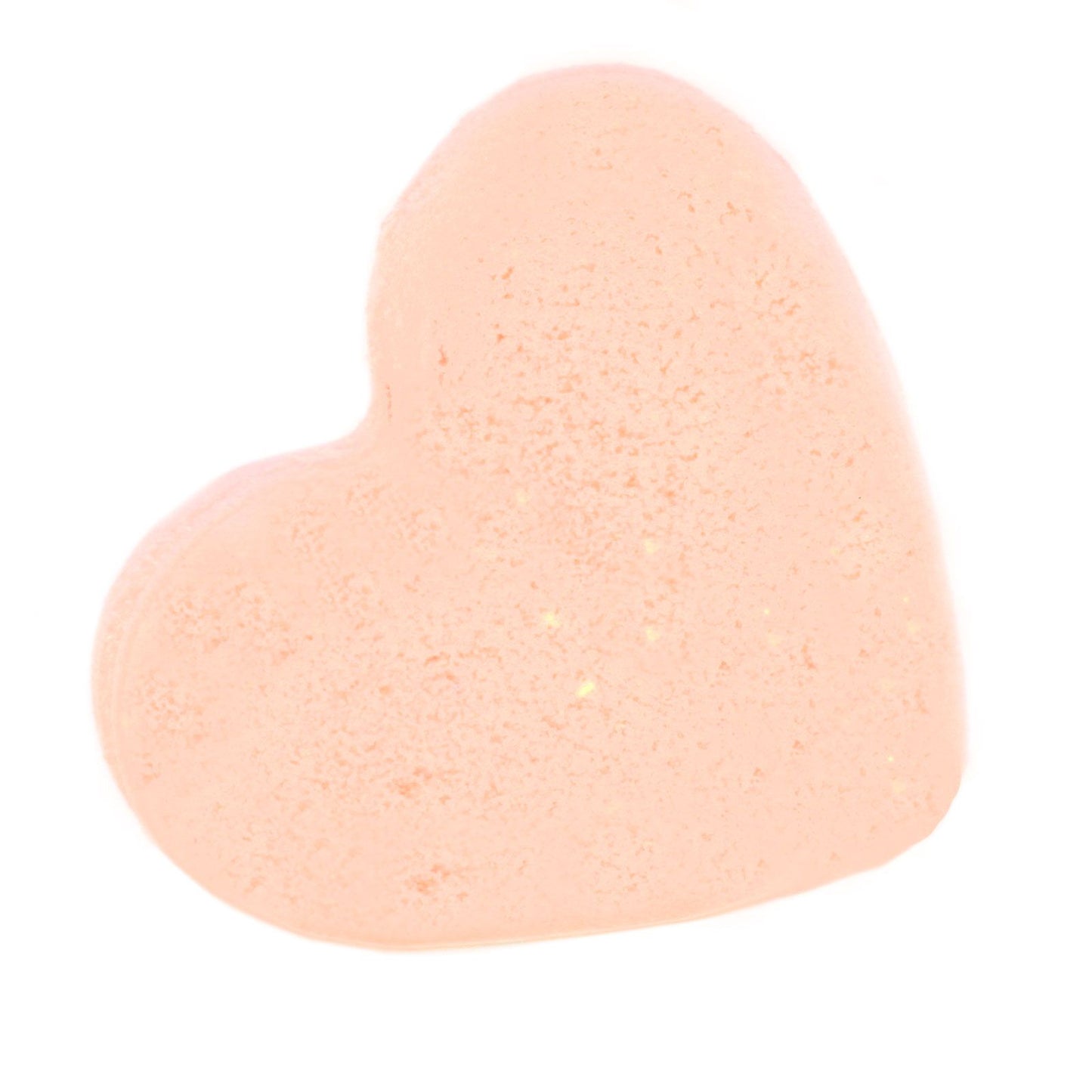 A soft peach-colored, heart-shaped 70g bath bomb featuring a sweet and vibrant passion fruit fragrance.