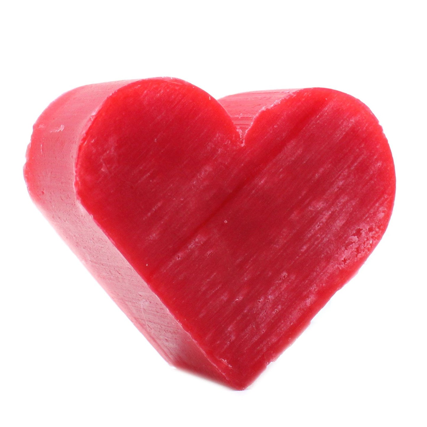 Ten bright red heart-shaped mini guest soaps featuring a sweet and zesty raspberry fruit fragrance.
