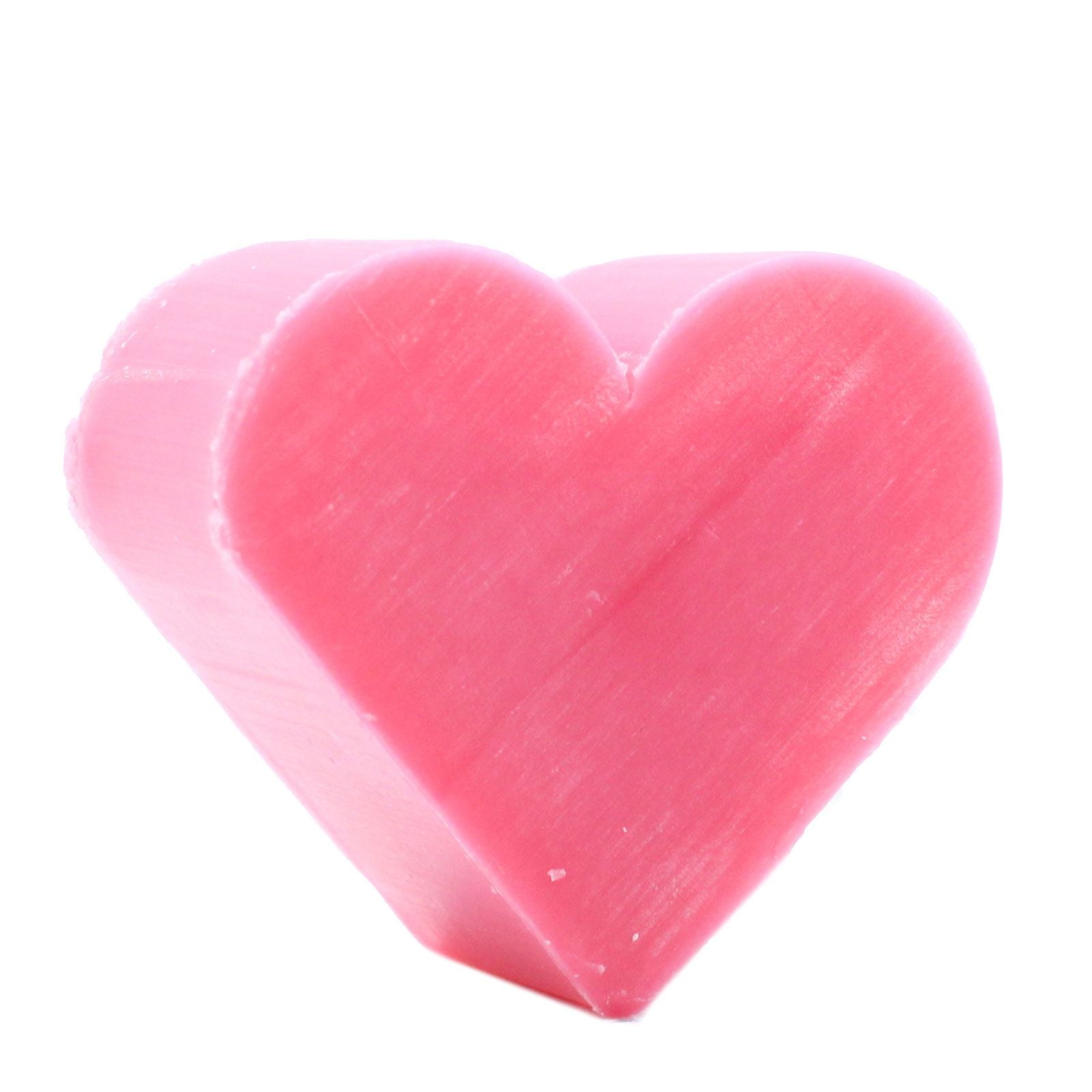 Ten pink heart-shaped mini guest soaps featuring a classic and elegant wild rose floral fragrance.
