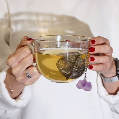 Raw Crystal Gemstone Tea Strainer - Amethyst Cluster