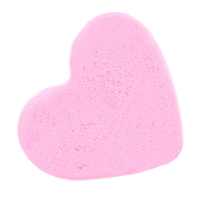 A pink heart-shaped bath bomb with a sweet bubblegum fragrance, weighing 70g.