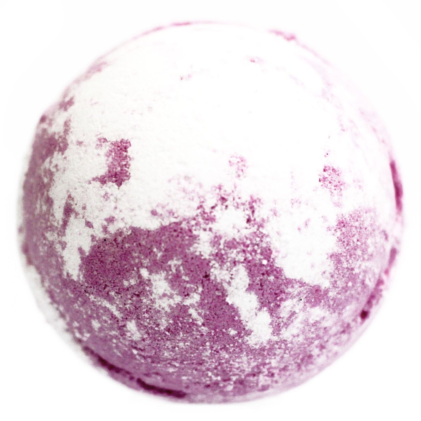 A jumbo 180g pink and white marbled bath bomb featuring a unique spicy raspberry and black pepper fragrance.
