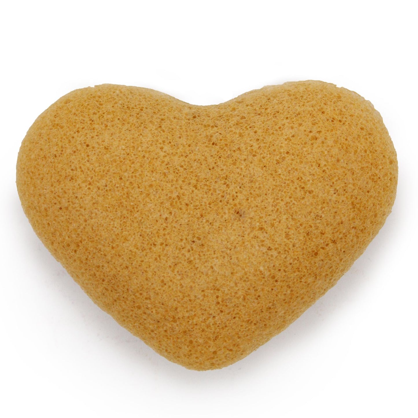 A soft, peach-toned natural Konjac facial sponge in a heart shape, perfect for gentle exfoliating and gifting.