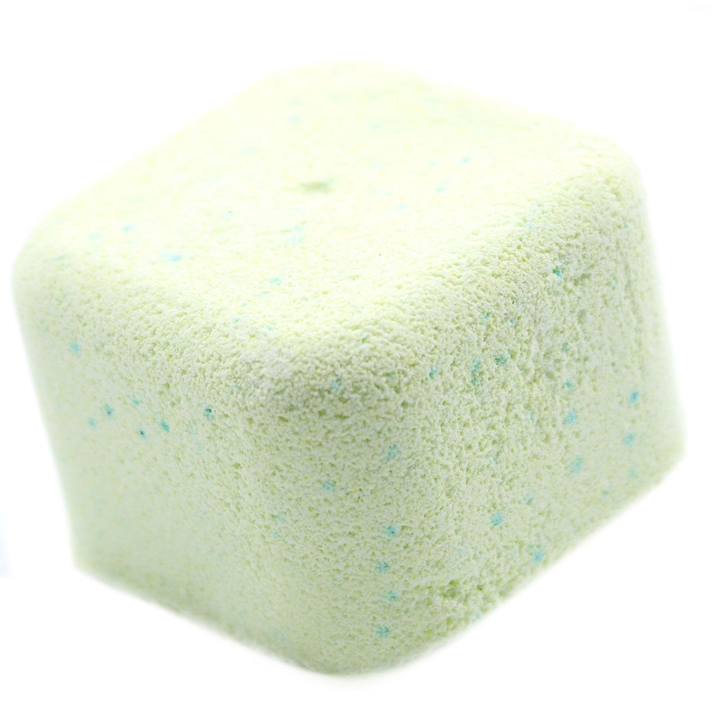 A pale green square shower steamer tablet infused with invigorating essential oils for physical recovery.