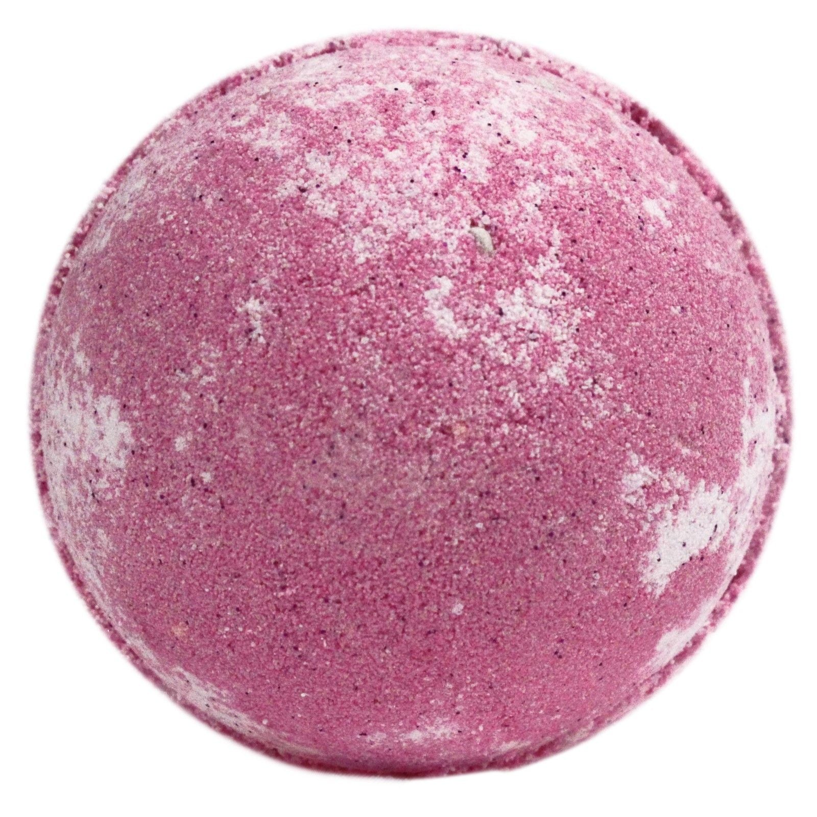 A large, solid deep-pink bath bomb with a smooth finish, radiating a sweet and nostalgic cherry fragrance.