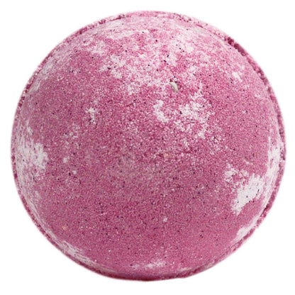 A large, solid deep-pink bath bomb with a smooth finish, radiating a sweet and nostalgic cherry fragrance.