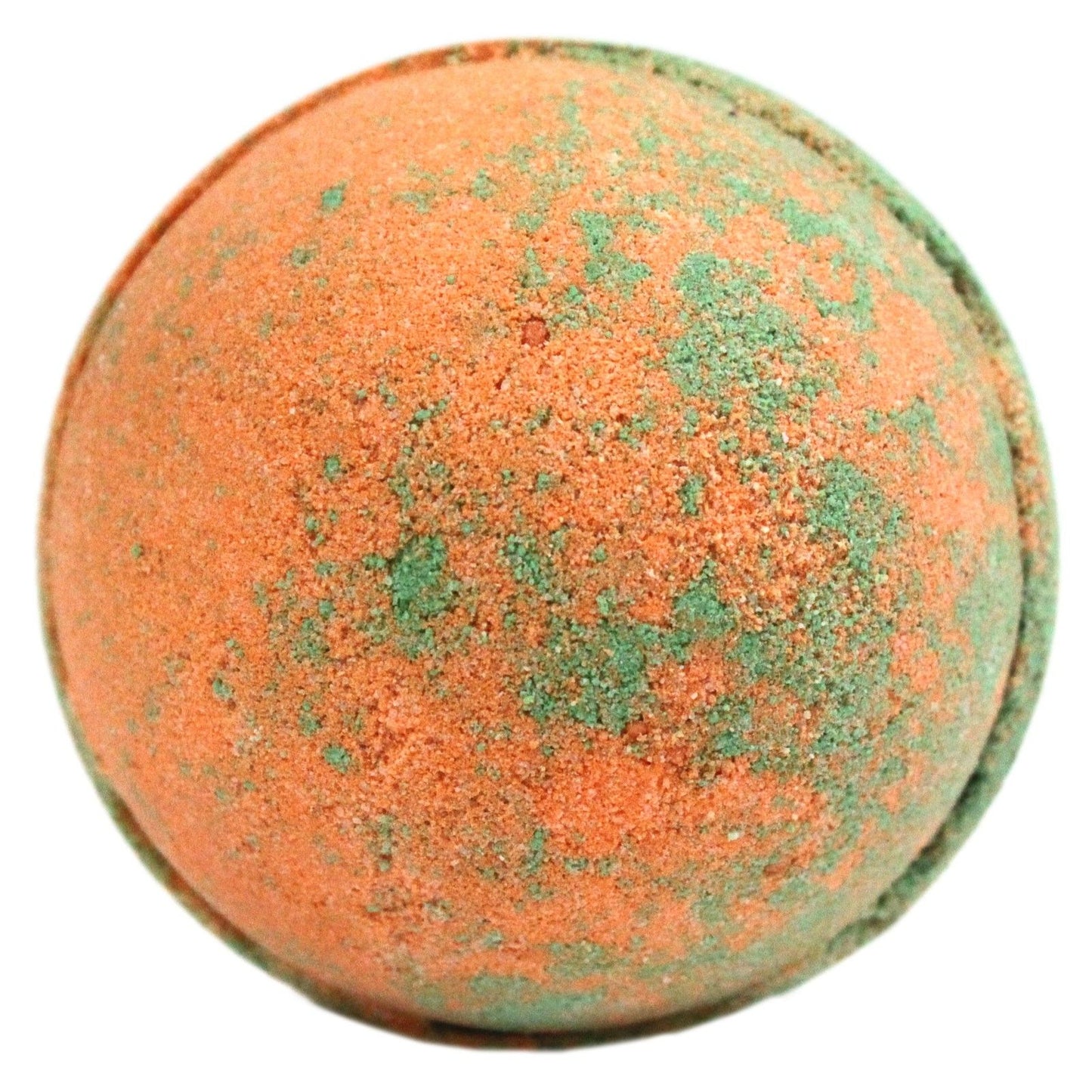 A large 180g orange and green marbled bath bomb featuring a sweet and tropical Hawaiian mango fragrance.