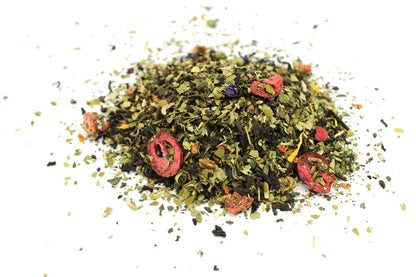 A 1kg bulk quantity of premium herbal tea showcasing a beautiful mix of colorful dried flower petals and green herbal leaves.