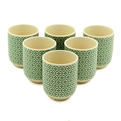 Herbal Tea Cups (2) - Green Mosiac
