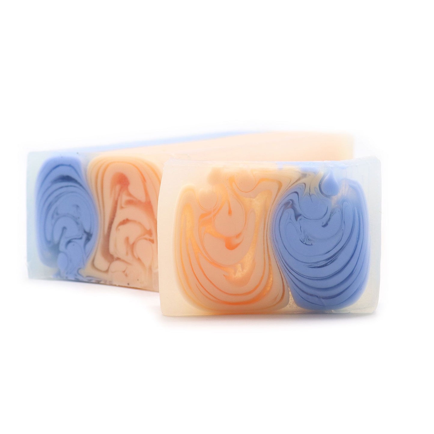 A 115g handcrafted soap slice with blue and gold marbled designs, inspired by ancient Egyptian aesthetics.