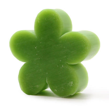 A small green flower-shaped guest soap from the Spring Bouquet collection, perfect for display or single use.